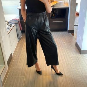 Black Wide Leg Faux Leather Pants